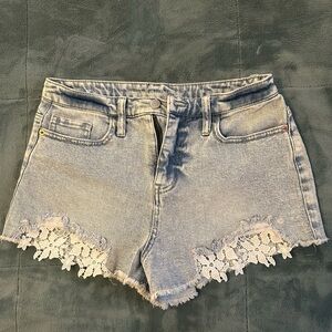 Wild Fable Light Blue Jean Shorts with Lace Trim